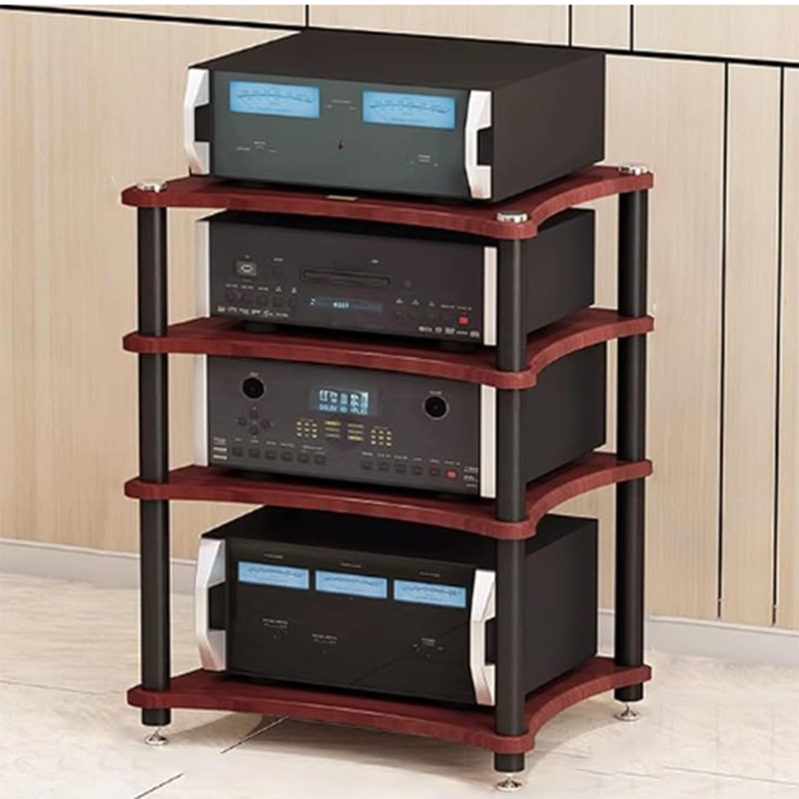 1/2/3/4 Tier Hifi Stand, AV Media Stand, Audio Storage Rack, Audio Rack Stand, Stackable Equipment Rack, Audio Rack Tower Heavy Duty for Audio Equipment, AV Component Media Stand for Home Office