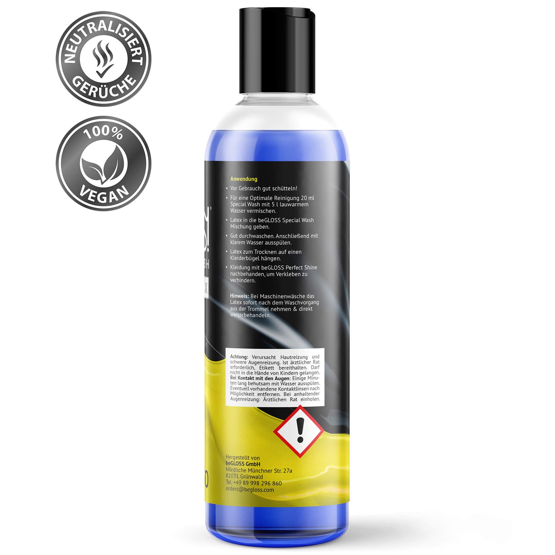 Latex Pflege PREMIUM SET - Latexpolitur Perfect SHINE SPRAY - Special WASH LATEX Waschmittel - WIPE Latexpoliertuch Small - Latexanziehhilfe EASY GLIDE SPRAY + UV & STORAGE Protection Spray