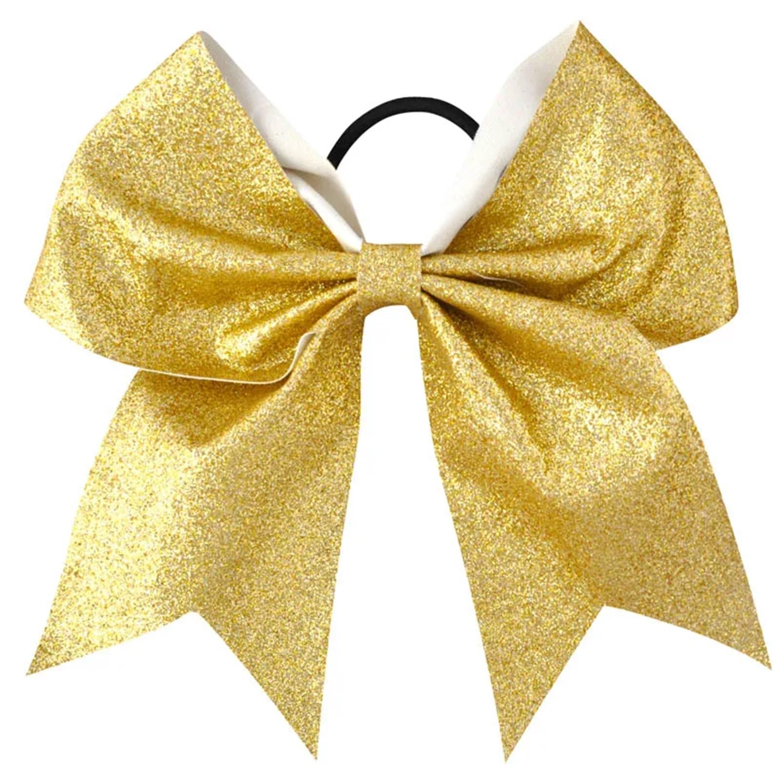 6 pezzi 24 colori 7 pollici grande bling cheerleader fiocco for capelli glitter fasce elastiche for coda di cavallo archi for donna accessori for(Color 5)
