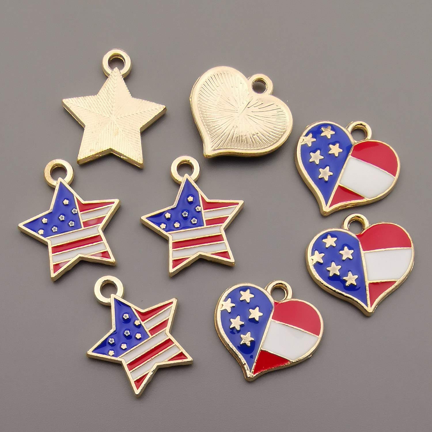 Amazon.co.jp: iloveDIYbeads 40個 ミックスハート 星 アメリカ国旗 