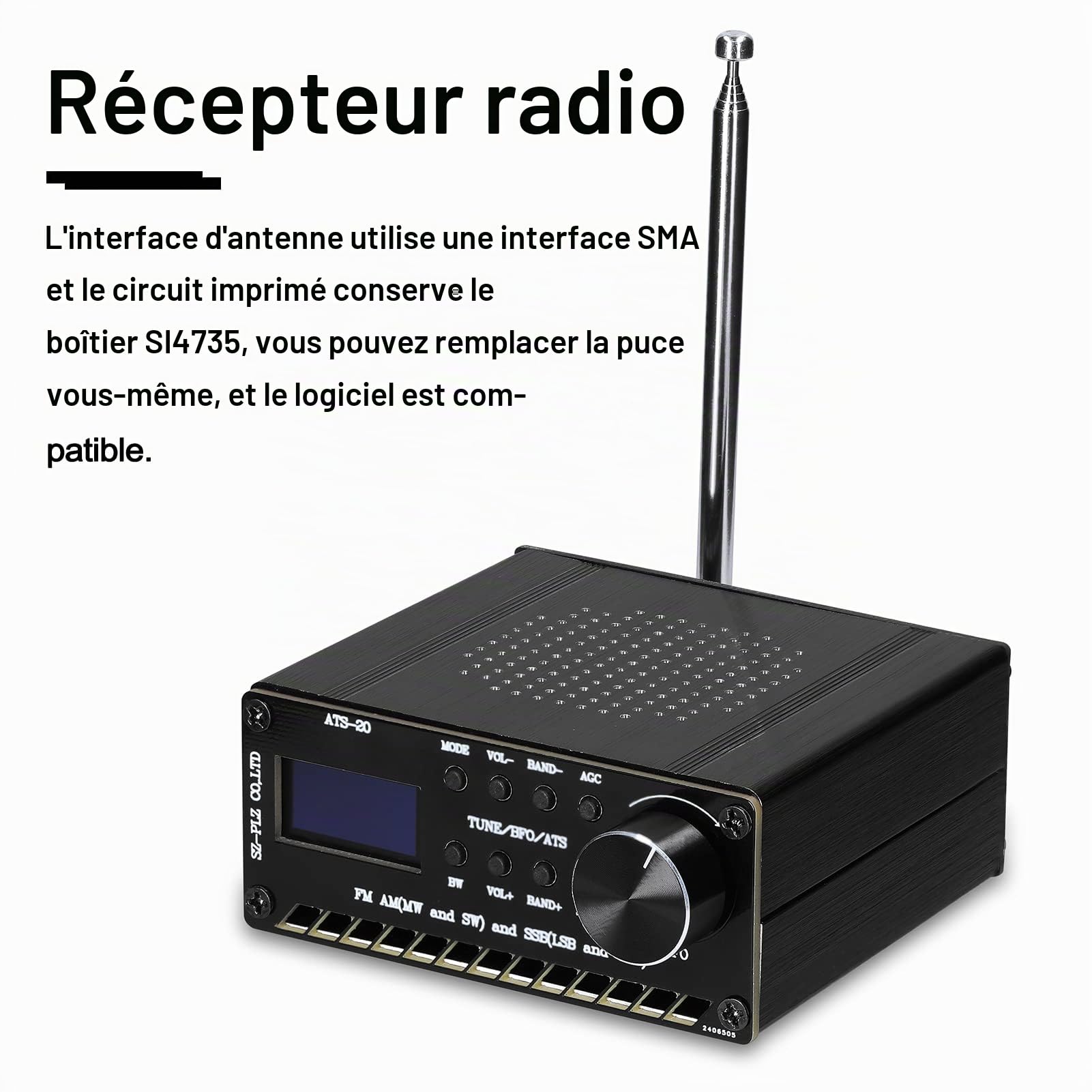 Récepteur à Bande complète ATS-20 SI4735, FM AM (MW et SW) SSB (LSB et USB), Couvrant Les Bandes de Amateur commerciales