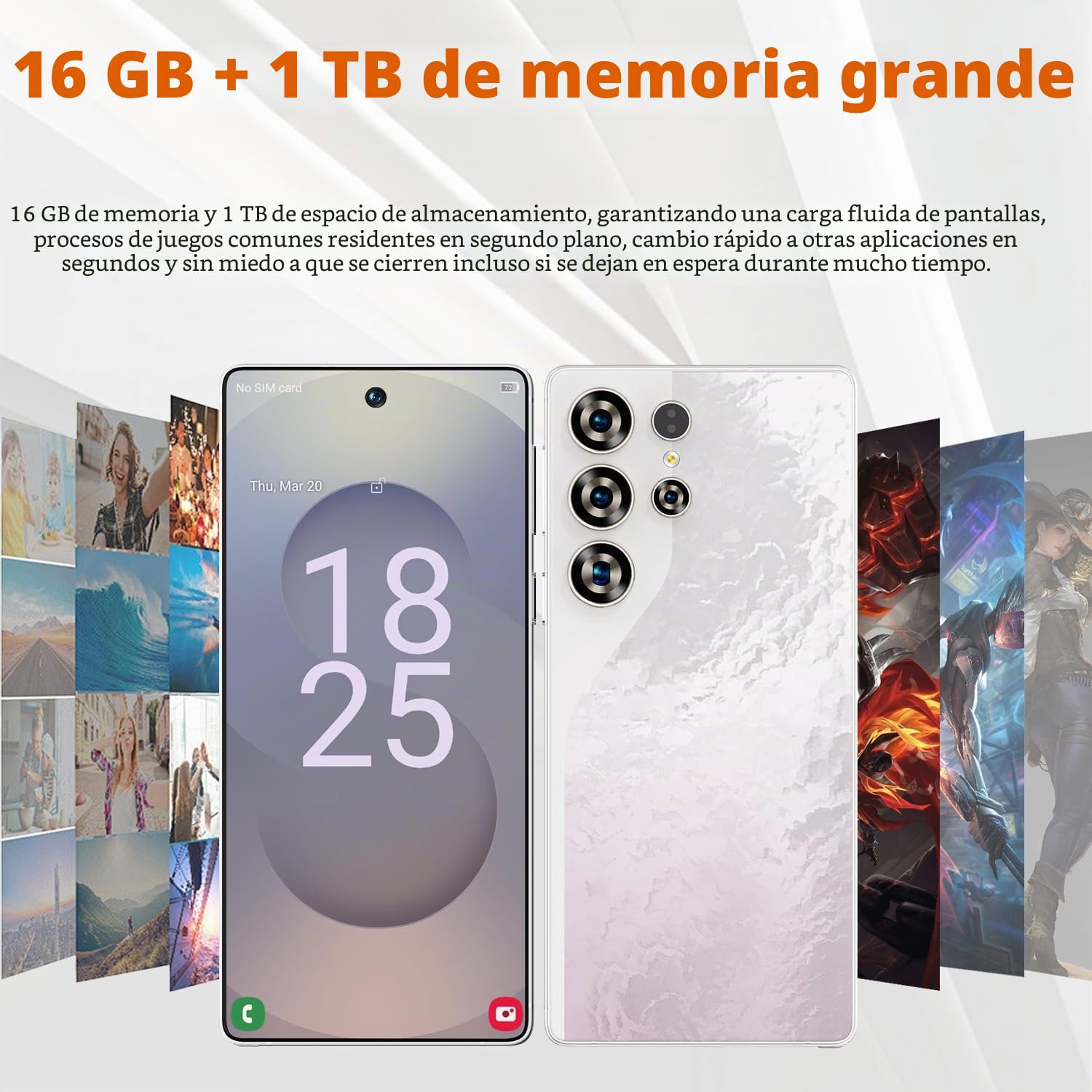 Teléfono Móvil S26 Ultra 5G Actualizado, Android 14.0, Cámara De 7.3 Pulgadas, 16 GB RAM 1 TB ROM, 8000 MAh, 72 MP, 108 MP, 3 Ranuras Para Tarjetas, Dual SIM, Desbloqueado Gratis,Pink-7.3 Inch