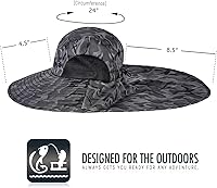 Vista 3 de Sombrero de sol para exteriores para hombre con protección UPF 50+, gorra de safari de ala ancha, sombrero de pesca con solapa para el cuello