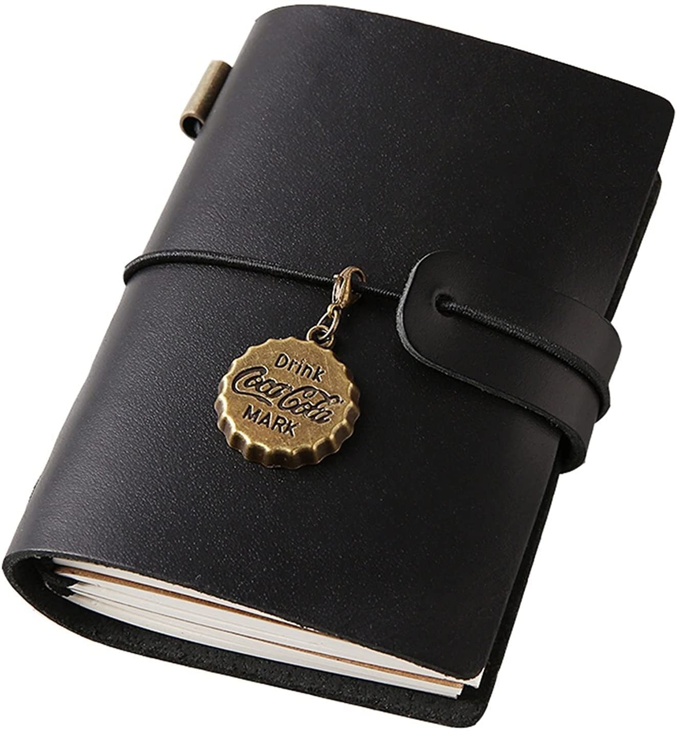 POCHY Cuadernos Hermoso Bloc de Notas A7 Creativo de Cuero Retro, libreta pequeña de Hojas Sueltas para Viajes de Estudiantes, Diario de Registros Escolares Portable