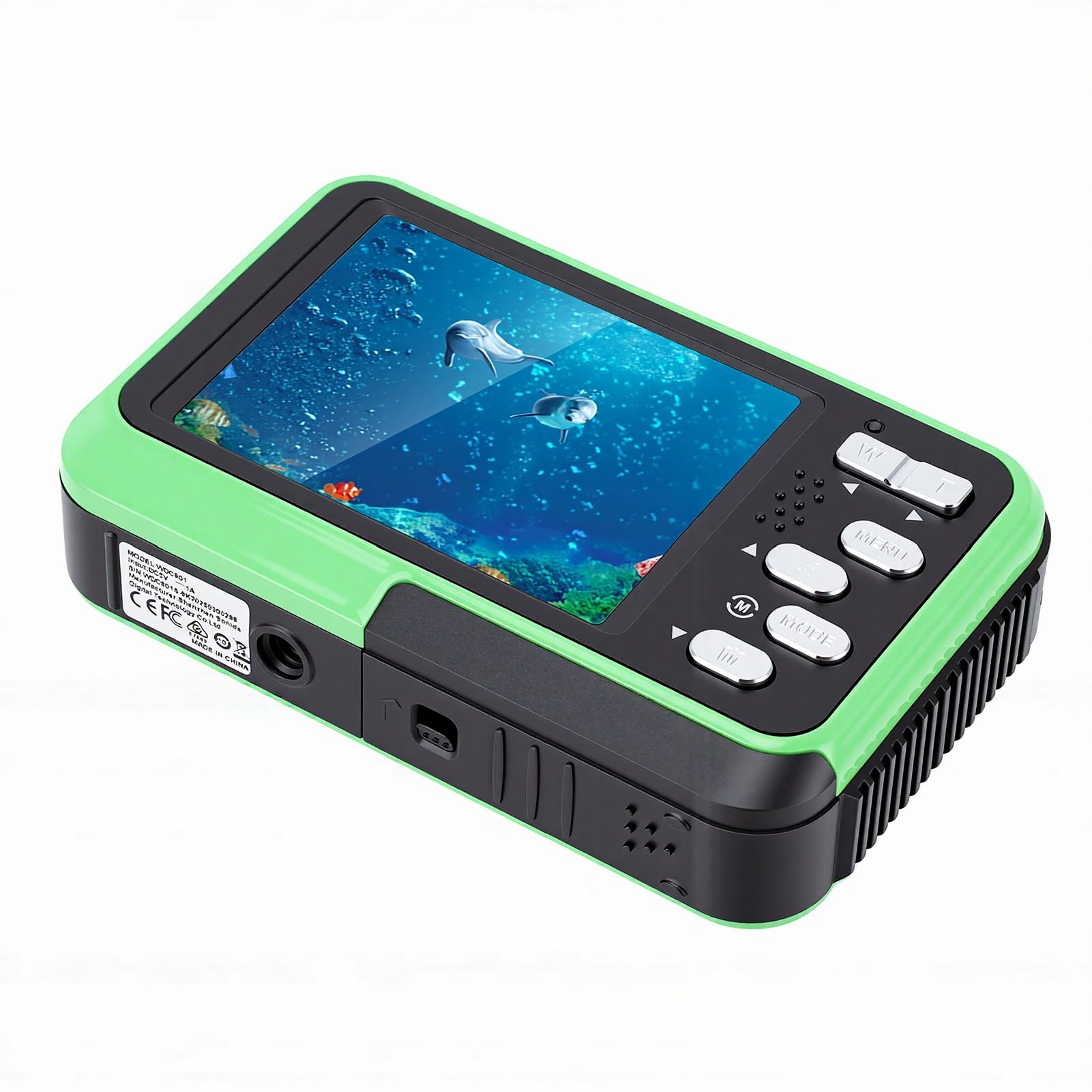 Fotocamera Subacquea, Video 5K Foto da 48 MP Selfie Fotocamera per Snorkeling Impermeabile a Doppio Schermo, Videocamera Subacquea con Custodia per Scheda da 32 GB per Snorkeling Immersioni