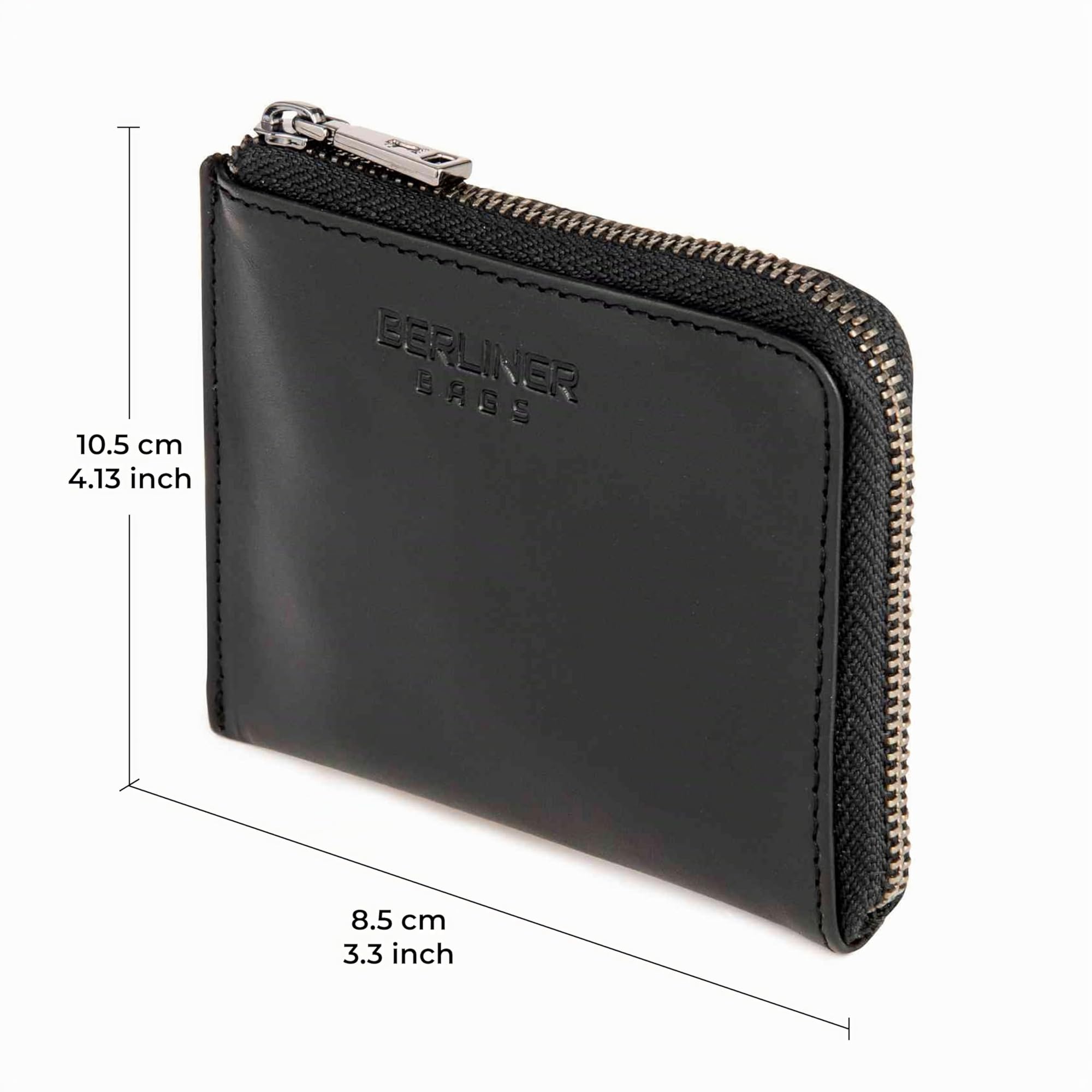 Berliner Bags Mark Porte-Monnaie en Cuir, Mini Portefeuille Zippé pour Pièces et Billets, Compact et Pratique pour Femme et Homme