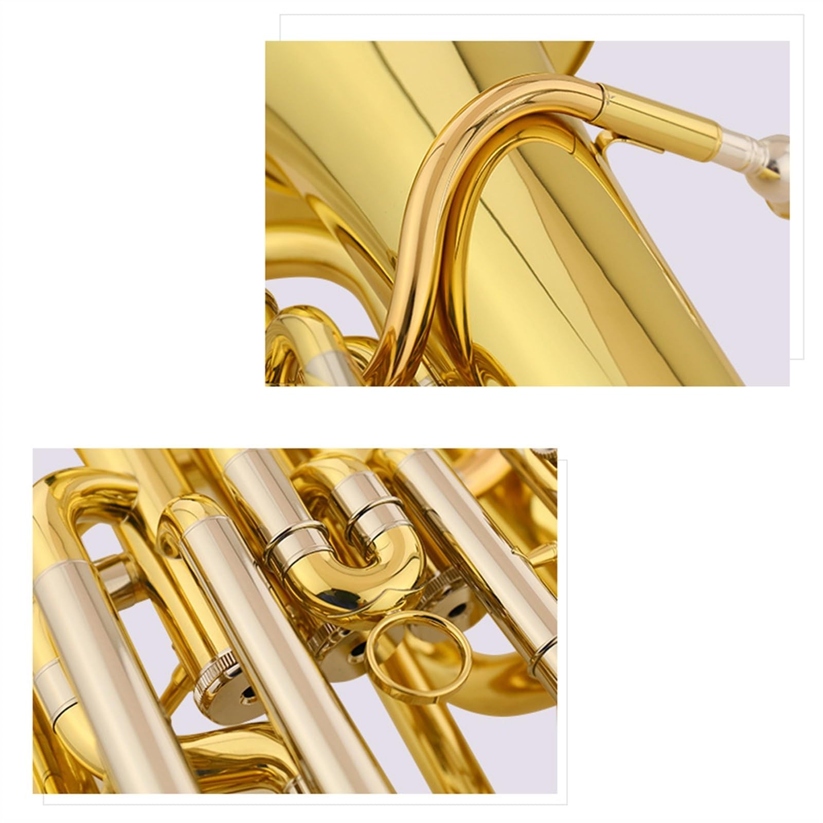 Euphonium Aus Messing, Goldfarben Lackiert, Professionelles Euphonium Mit 3+1 Tasten Und Zubehör Euphonium für Anfänger