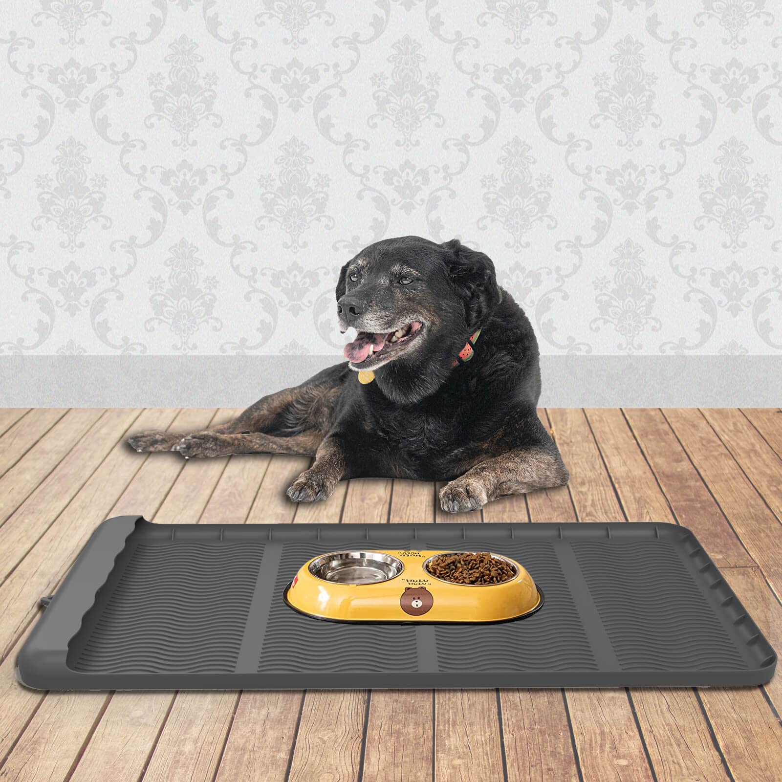 LIAOJIONG Dog Mat for Food and Water, Pocket Design Silicone Pet Food