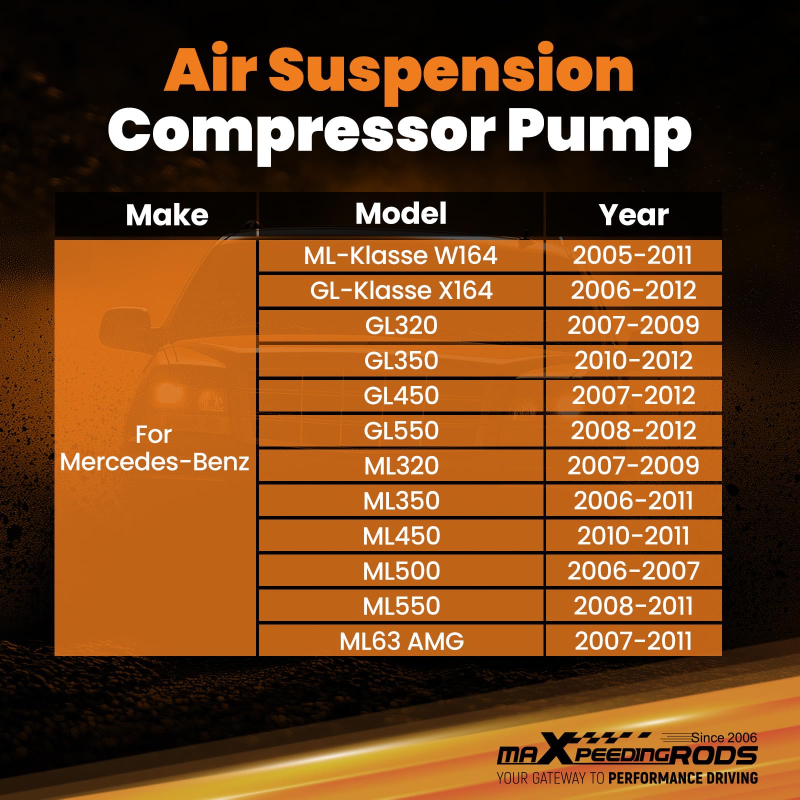 maXpeedingrods Compressore ad aria per Classe ML W164 05-11 GL X164 06-12 A1643200504