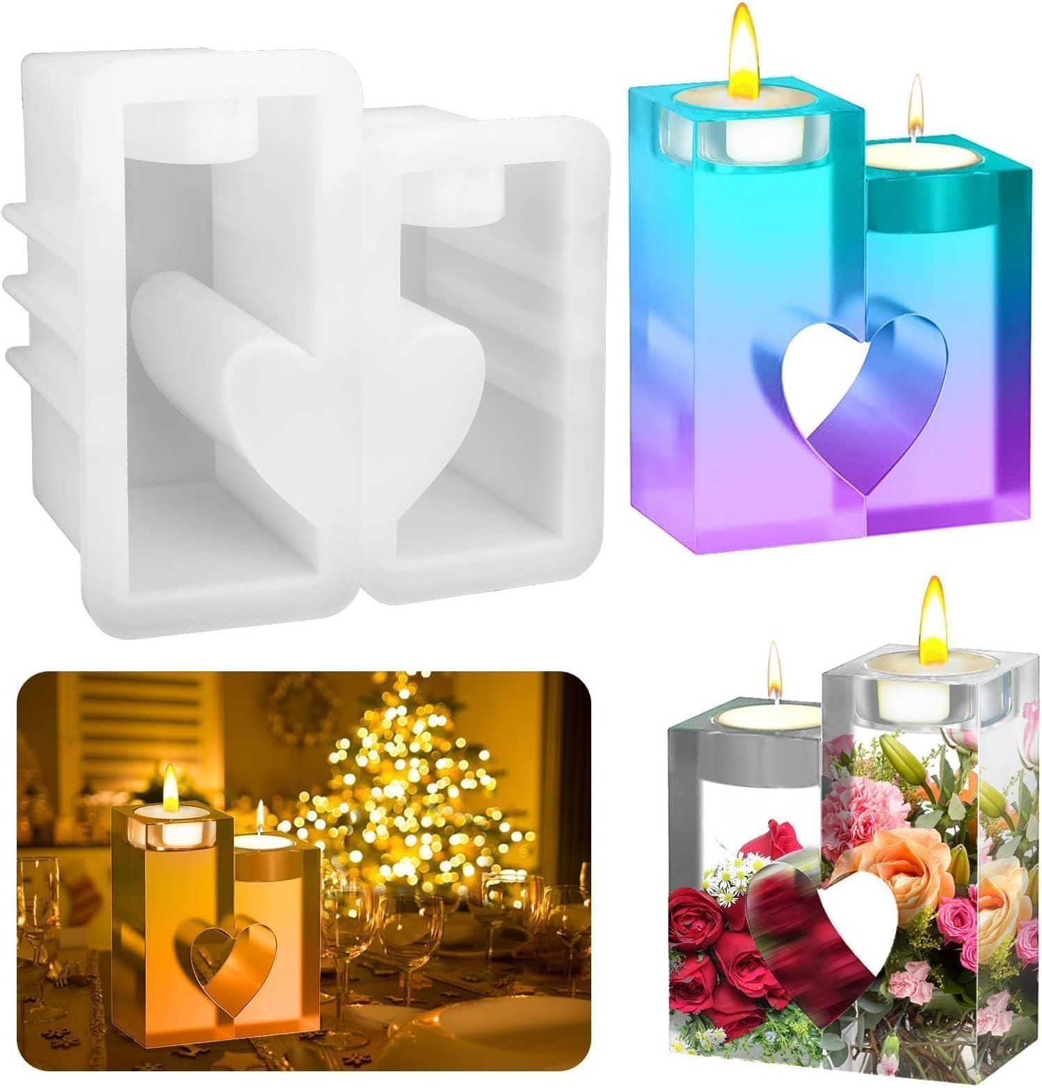 2Pcs Resin Silicone Mould, Epoxy Mold, White Resin Moulds, Candle Mold