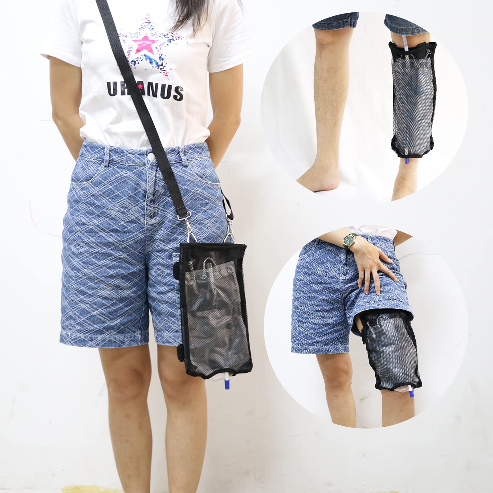 Buy 2000ML Urine Bag Holder Catheter Abdominal Drainage Bag Holder with Shoulder Leg Straps Mesh