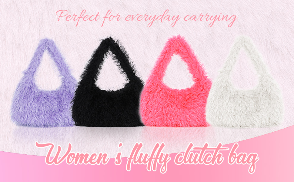 Bolso Fecialy peludo para mujer tipo tote y clutch miniatura 7