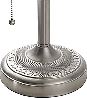 Vista 6 de Newrays White Matted Glass Bankers Desk Lamp with Pull Chain Switch Plug in Fixture,Sand Nickel Base