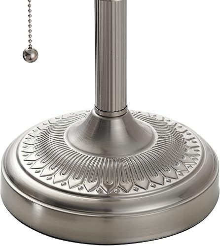 Miniatura 6 de Newrays Lámpara de escritorio de banqueros de vidrio mate blanco con interruptor de cadena de tracción enchufable, base de níquel arena