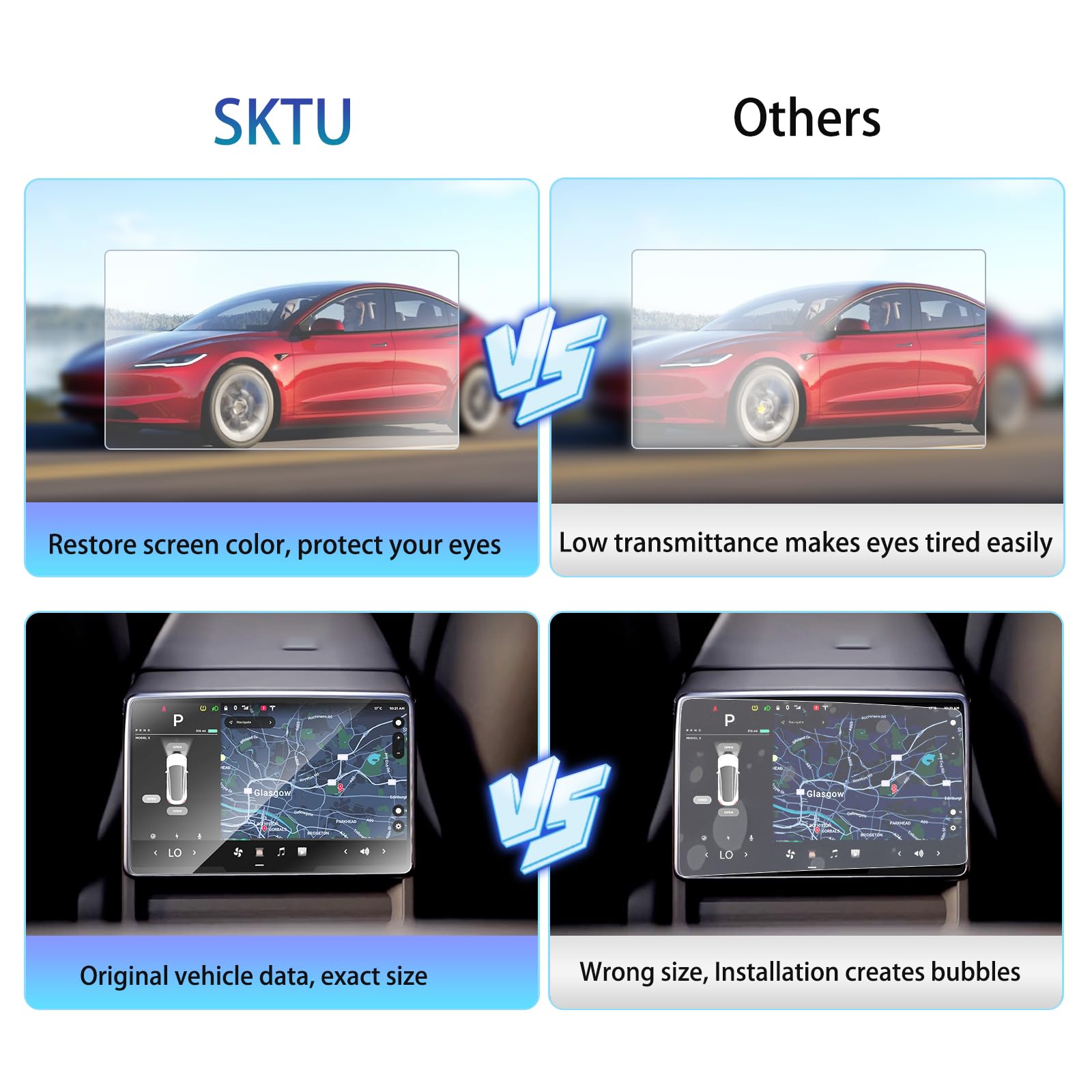 LANTU 2 Stuks 16 8 Screen Protector voor Tesla Model Y 2026 Premium/Performance, Mat Anti-Glare Voor En Achter Display 9H Gehard Glas Schermbescherming met Installatiekit Tesla Model Y Accessoires
