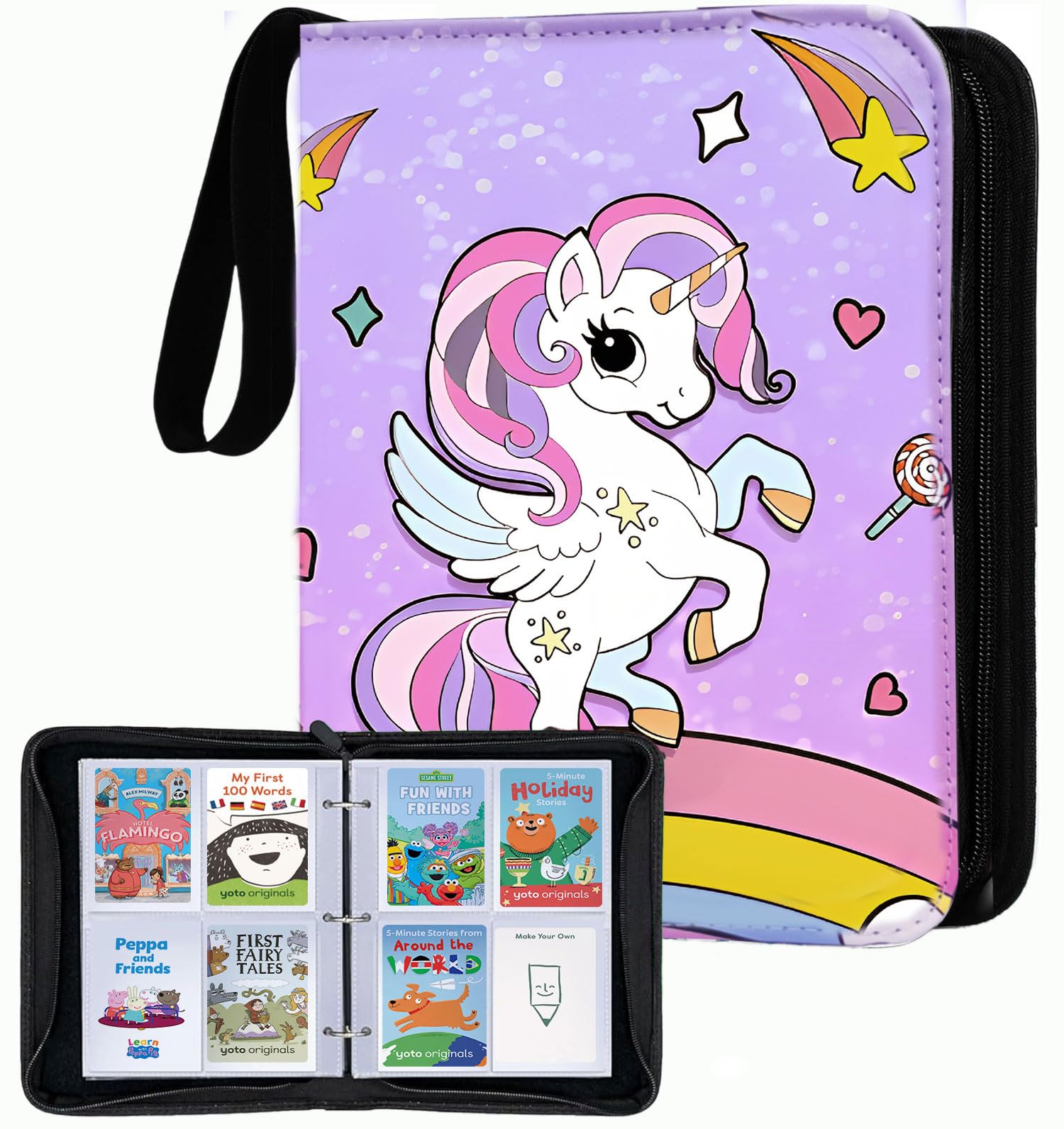 Yoto Card Case Organizer with Zipper - 120 Card Capacity, Unicorn