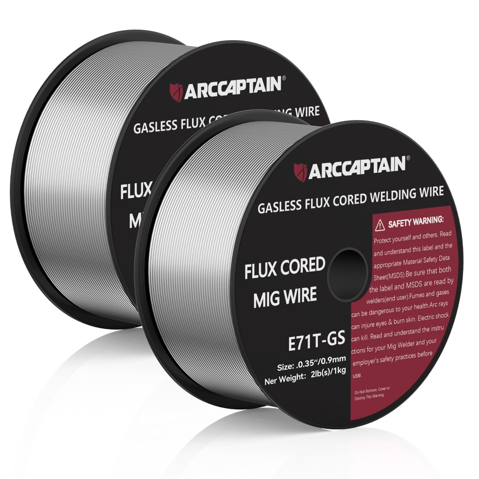Flux Core Welding Wire, E71T-GS .035" 2-Pound X 2 Spools Gasless Carbon Steel Mig Welding Wire, Pack of 2
