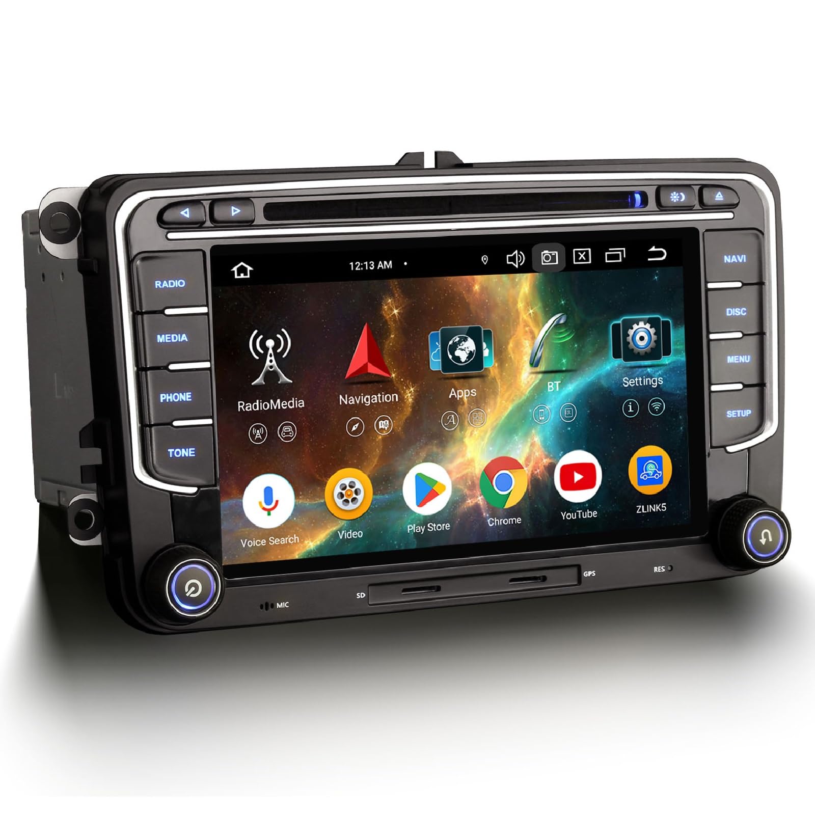 Erisin 8 Kern 4GB+64GB Android 16 Autoradio mit Bluetooth 5.0 Für VW Caddy Amarok Polo Crafter T6 Skoda Yeti GPS Navigation Unterstützt Drahtloses CarPlay Android Auto WiFi 4G USB DSP DAB+ FM Radar CD