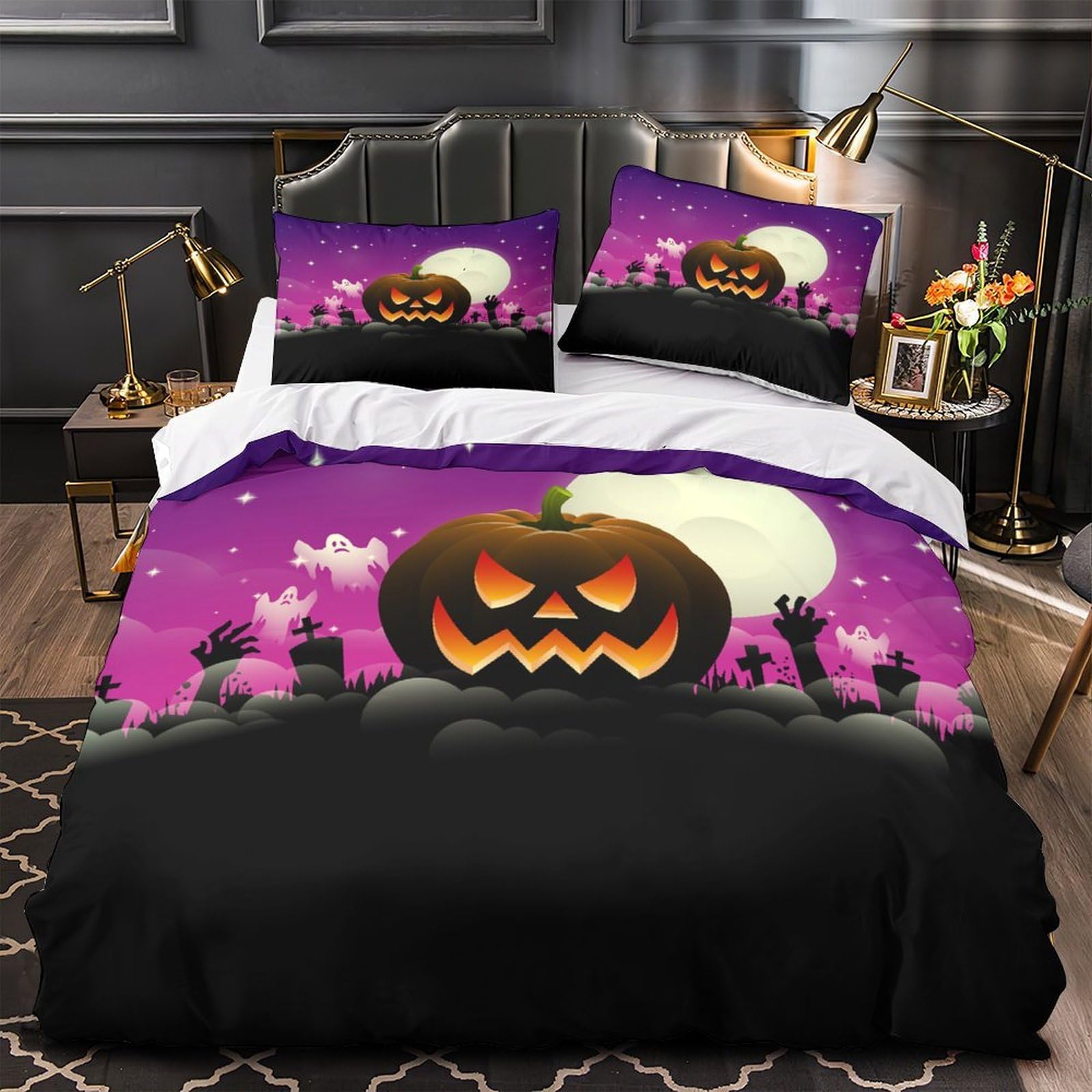 Housse de couette Halloween hypoallergénique et douce en microfibre