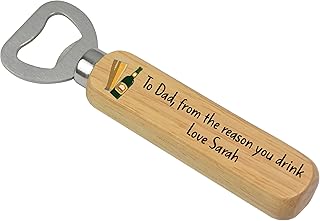 PERSONALISED Novelty Wooden Bottle Opener Gifts for Dad, Daddy, Grandad - Custom Fathers Day Gift Ideas - Funny Bottle Opener Gifts from Son Daughter - ANY NAMES
