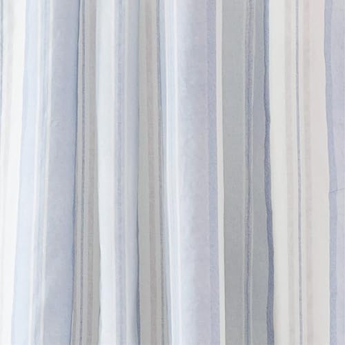 Miniatura 3 de Levtex Home - Ipanema - Cortina (55x84 pulgadas) Juego de 2 con bolsillo para barra - Rayas - Azul, gris pardo y crema - Tela de algodón