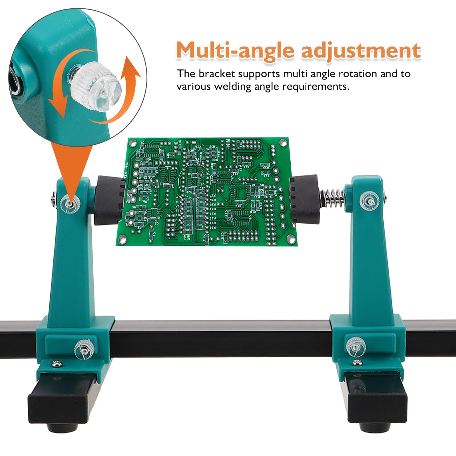 Soporte Base Ajustable Placa de Circuito de Soldadura | Abrazadera para Pcb, Negro, Montaje Giratorio, Mantenimiento de Placas Base Móviles, Bricolaje y Talleres
