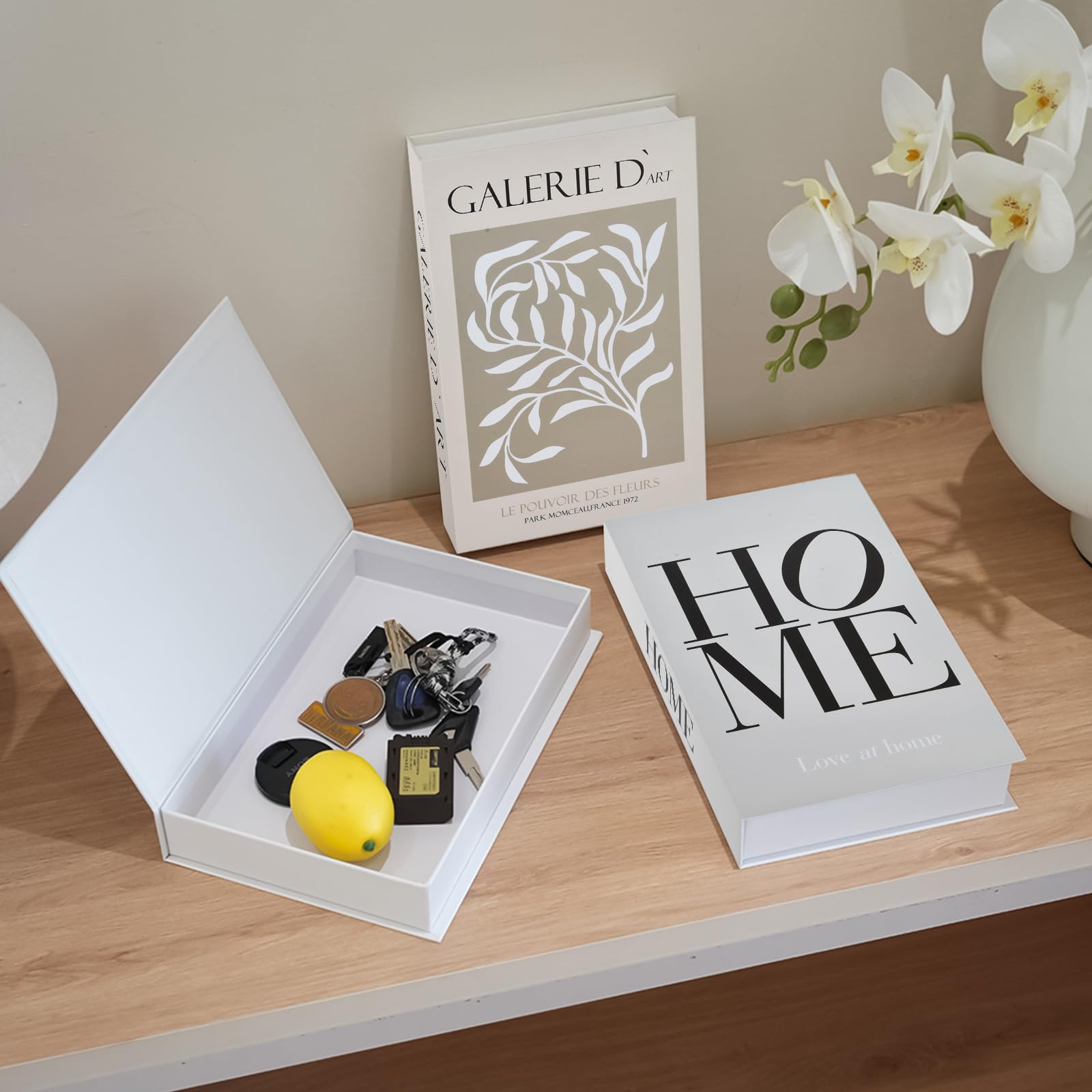 3 Pezzi Libri Decorativi Arredamento, Libri Finti Decorativi Design Moderno, Finto Libro Scatola Portaoggetti con Chiusura Magnetica, Set Impilabile per Uffici, Soggiorni e Librerie