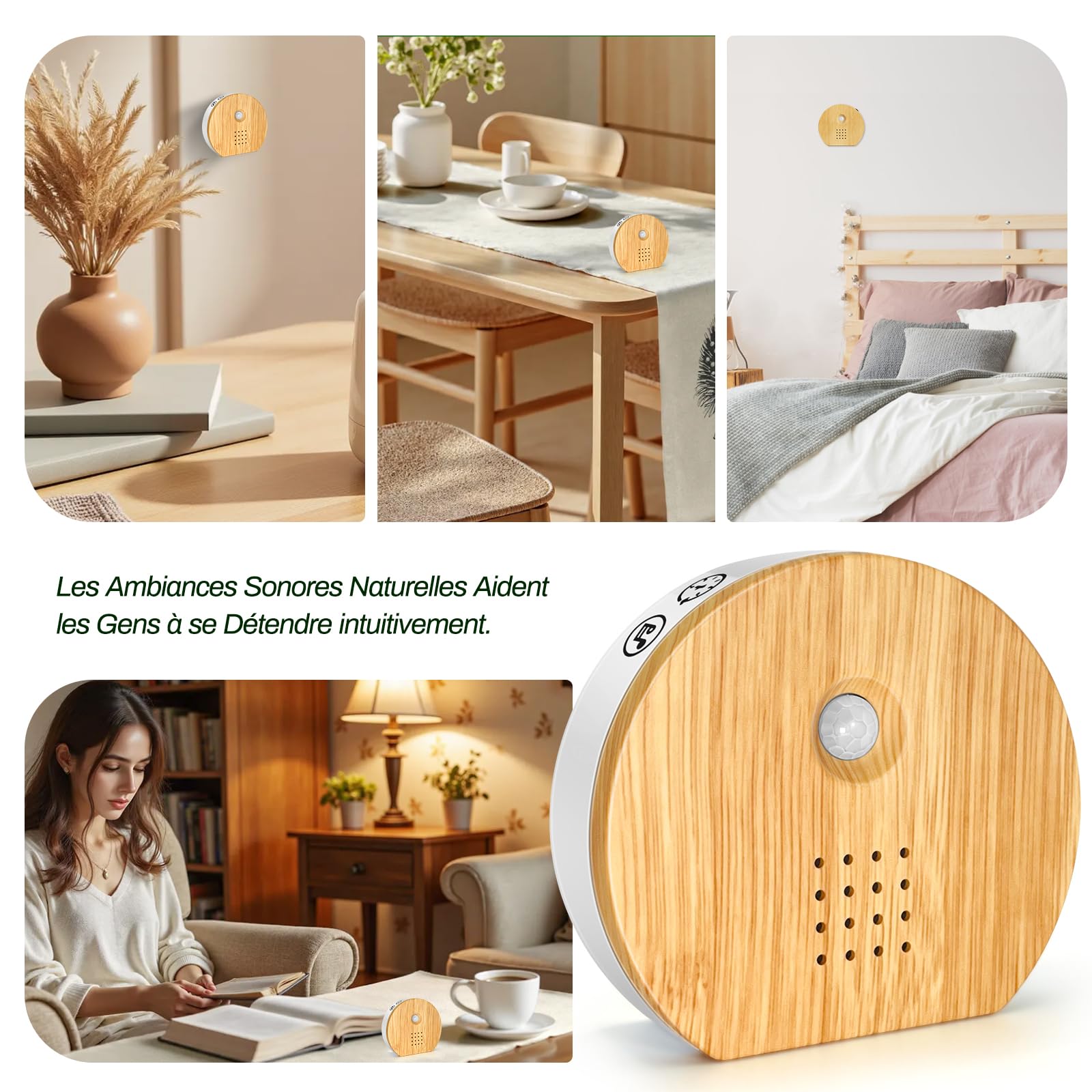 Boîte détecteur de Mouvement avec Chant d'oiseaux, Rodukee Boîte Soundbox Oiseau avec Minuterie, 9 Naturels Birdsongs, Murmure de Ruisseau, Source Forestière, Boîte à Musique Relaxante et Détente