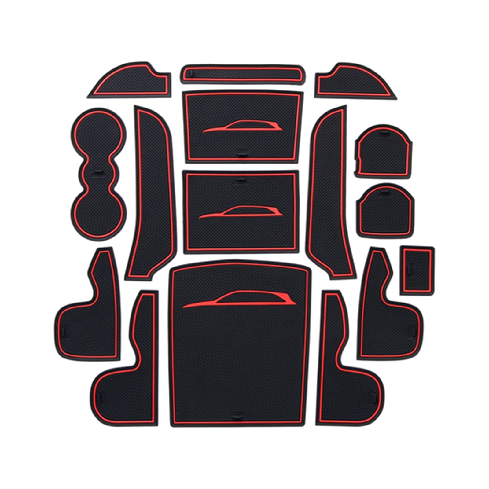 16 pcs Car Door Groove Mat for KIA Sorento 2015-2019,Non-Slip Rubber Pad Mats for Door Slot Cup Holder Armrest Center Consoles,Interior Accessories