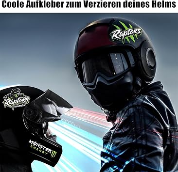 4Pack Monster Energy Stickers for Helmet, Car, Motocross, Motorbike - Funny Cartoon Decals for Skateboard, Laptop, Bicycle