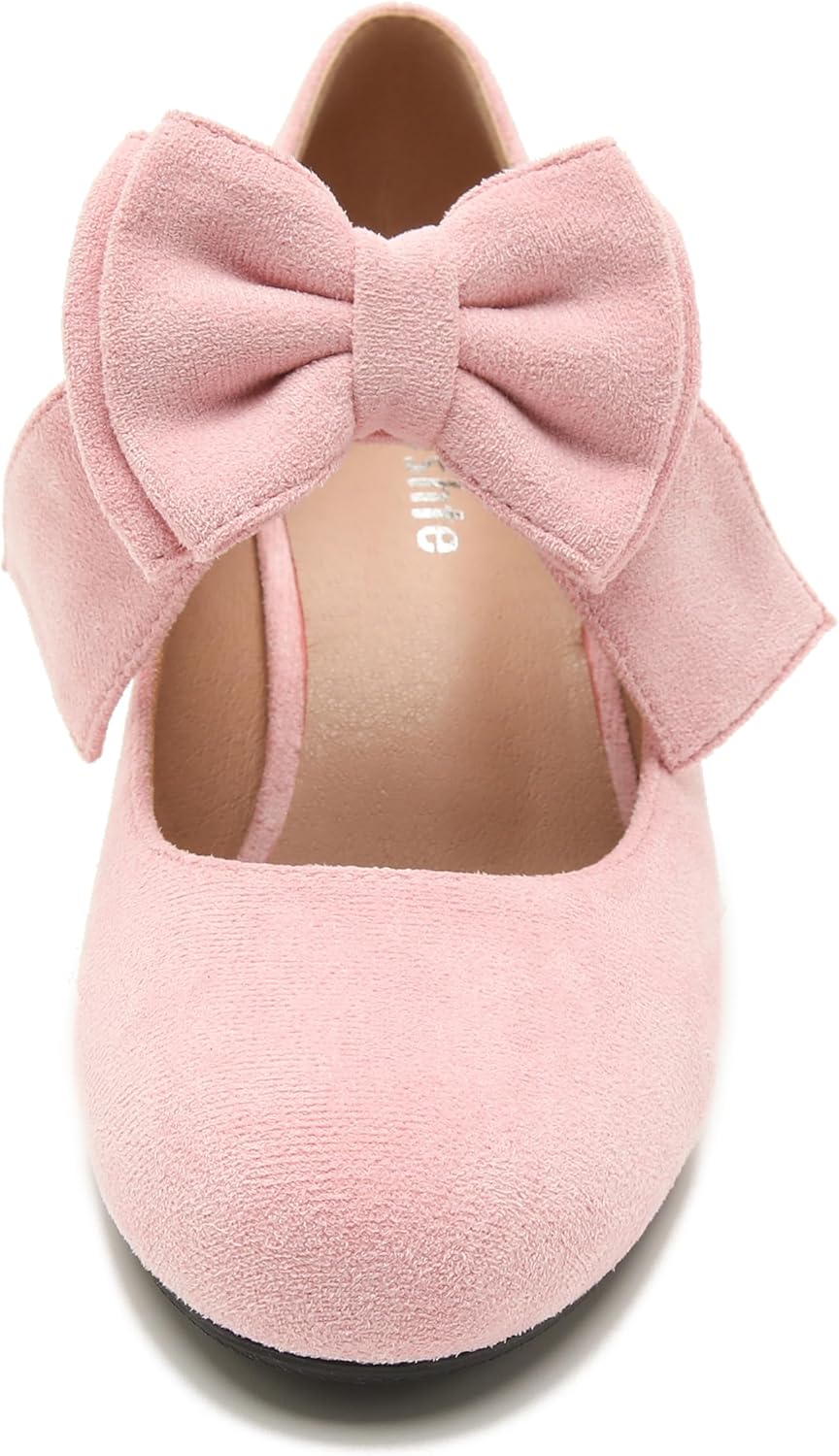 Women's Mary Jane Pumps with Bow, Block Heel, Closed Round Toe, Vintage Style