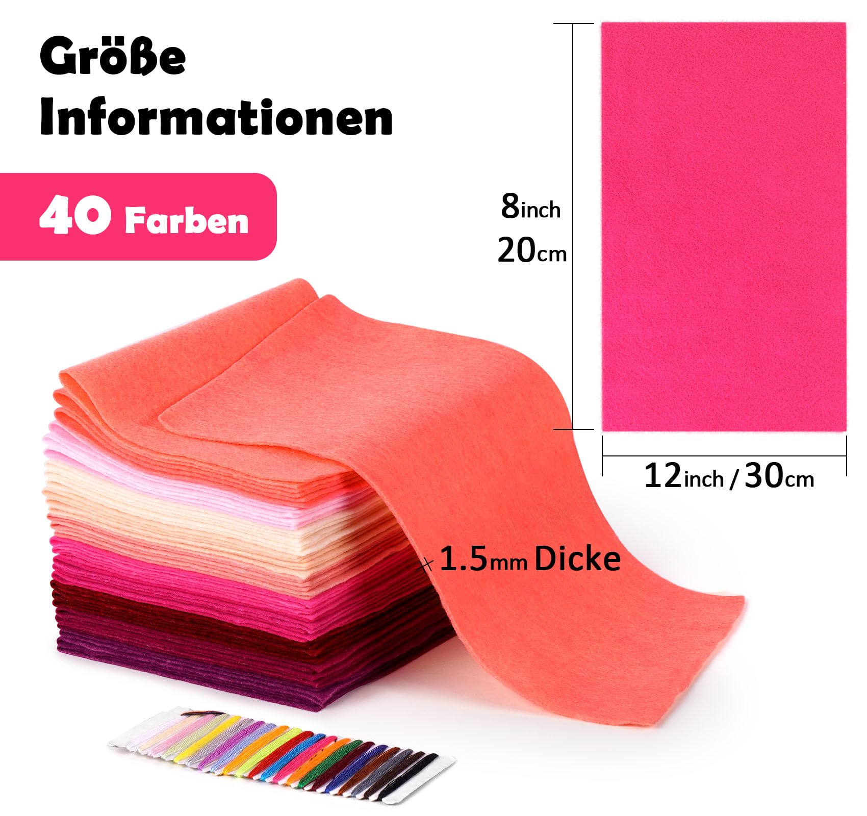 12 Stück Filzstoff Blätter 20x30cm - Buntes Bastelmaterial Für DIY Projekte