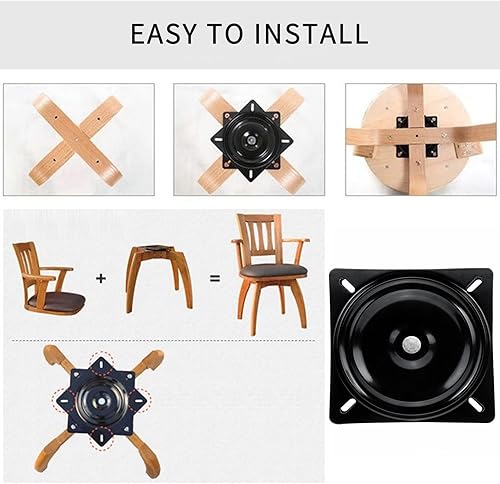 Miniatura 5 de Paquete de 2 taburetes giratorios de bar de 7.5 pulgadas, placa giratoria de alta resistencia, base giratoria de 360, taburete de bar giratorio de