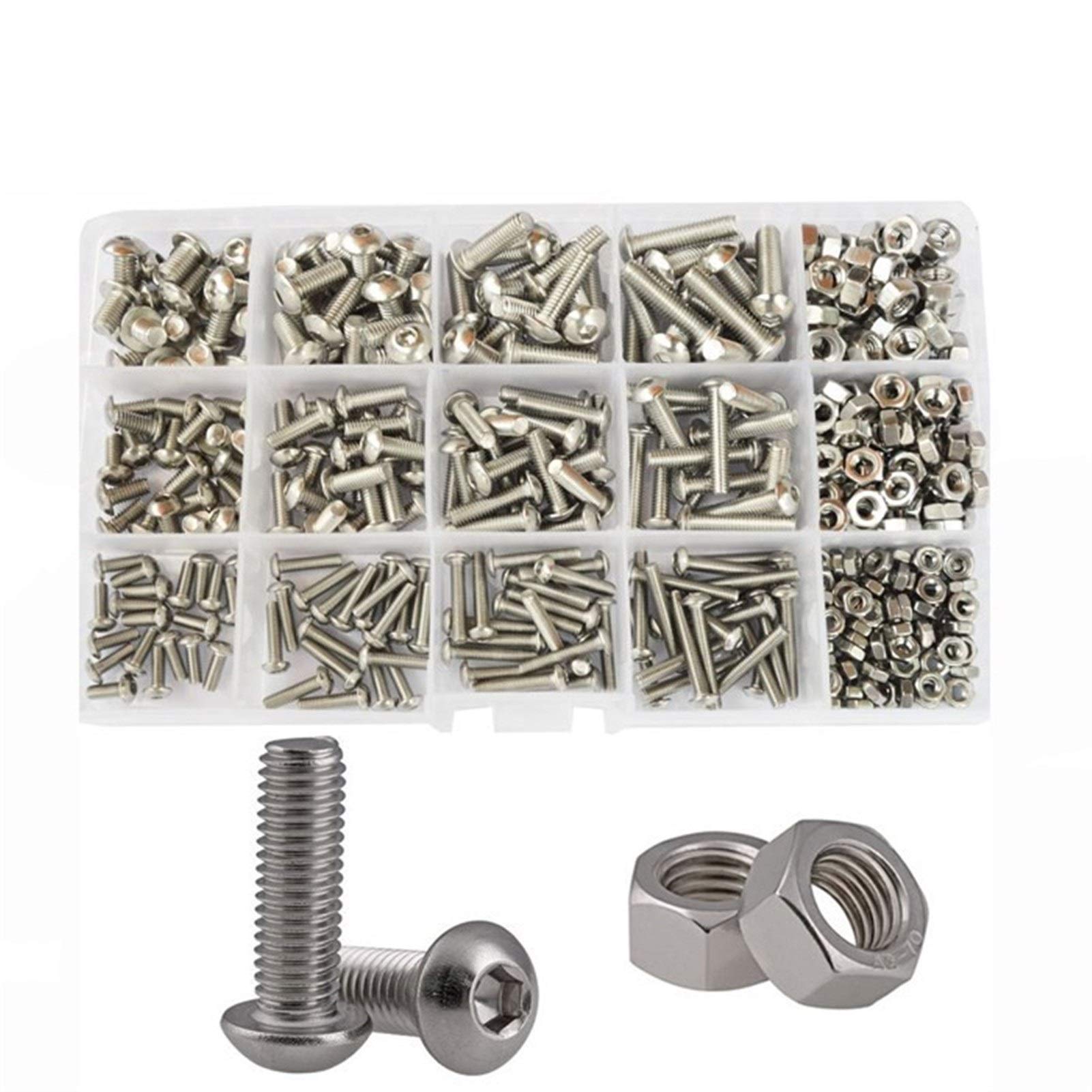 M2 M3 M4 M5 M6 Hex Botón Caballo cabecera Tuerca Tuerca Tuerca Hexágono Métrica Máquina Rose Bolt Surtido Kit Set 304 Acero Inoxidable DaJiKan (Color : M3 M4 M5)
