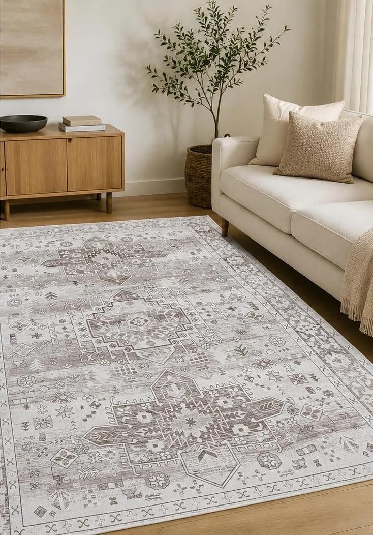 Tapis Salon Salle à Manger Chambre - Taupe - 160 x 220 cm - Milano 230 - Design Texturé, Doux et Élégant, Style Vintage