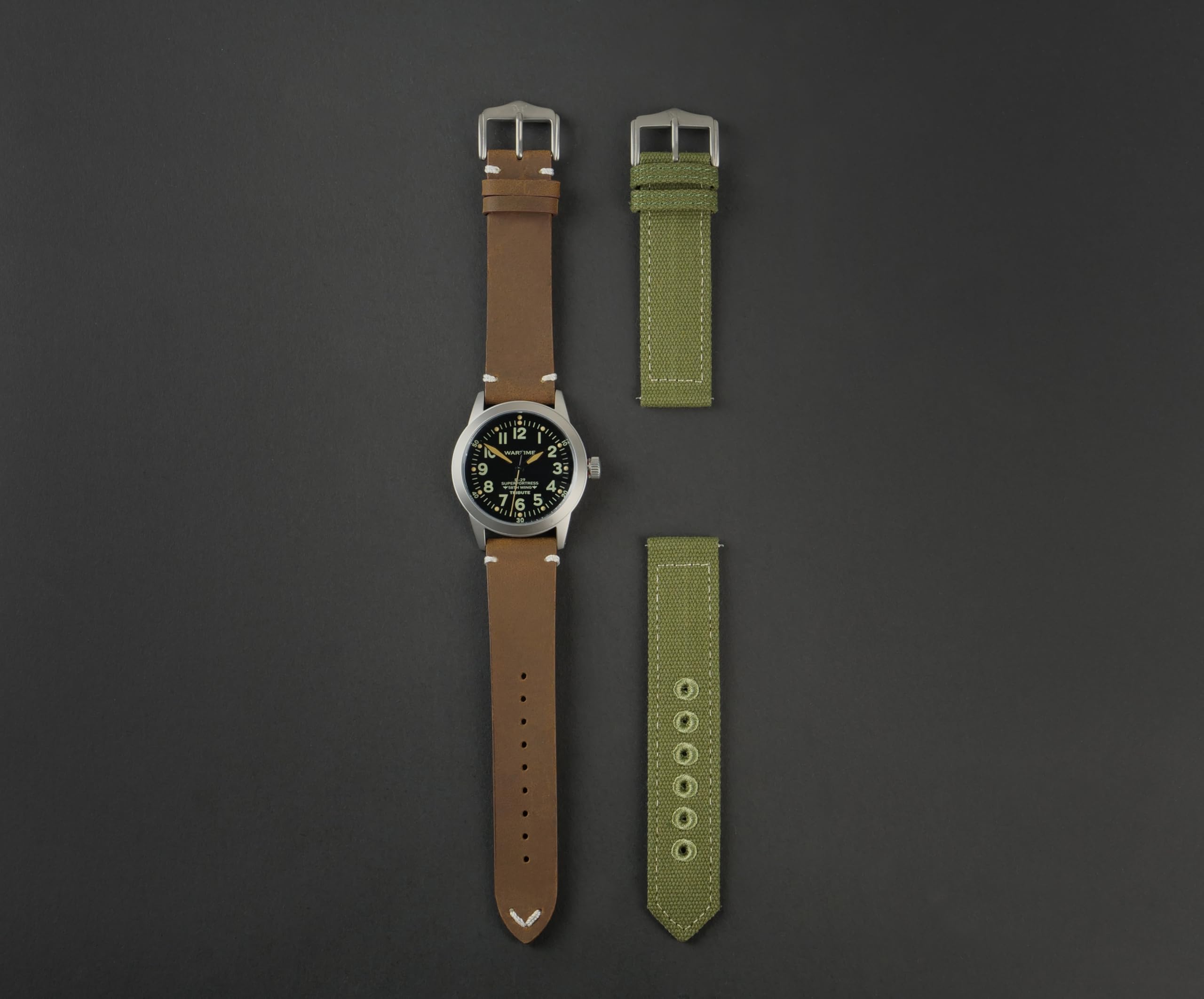 WARTIME | Orologio areonautica militare uomo ispirata al modello della Seconda guerra mondiale A-11 – Edizione limitata da collezione, numerata singolarmente, include due cinturini e accessori extra.