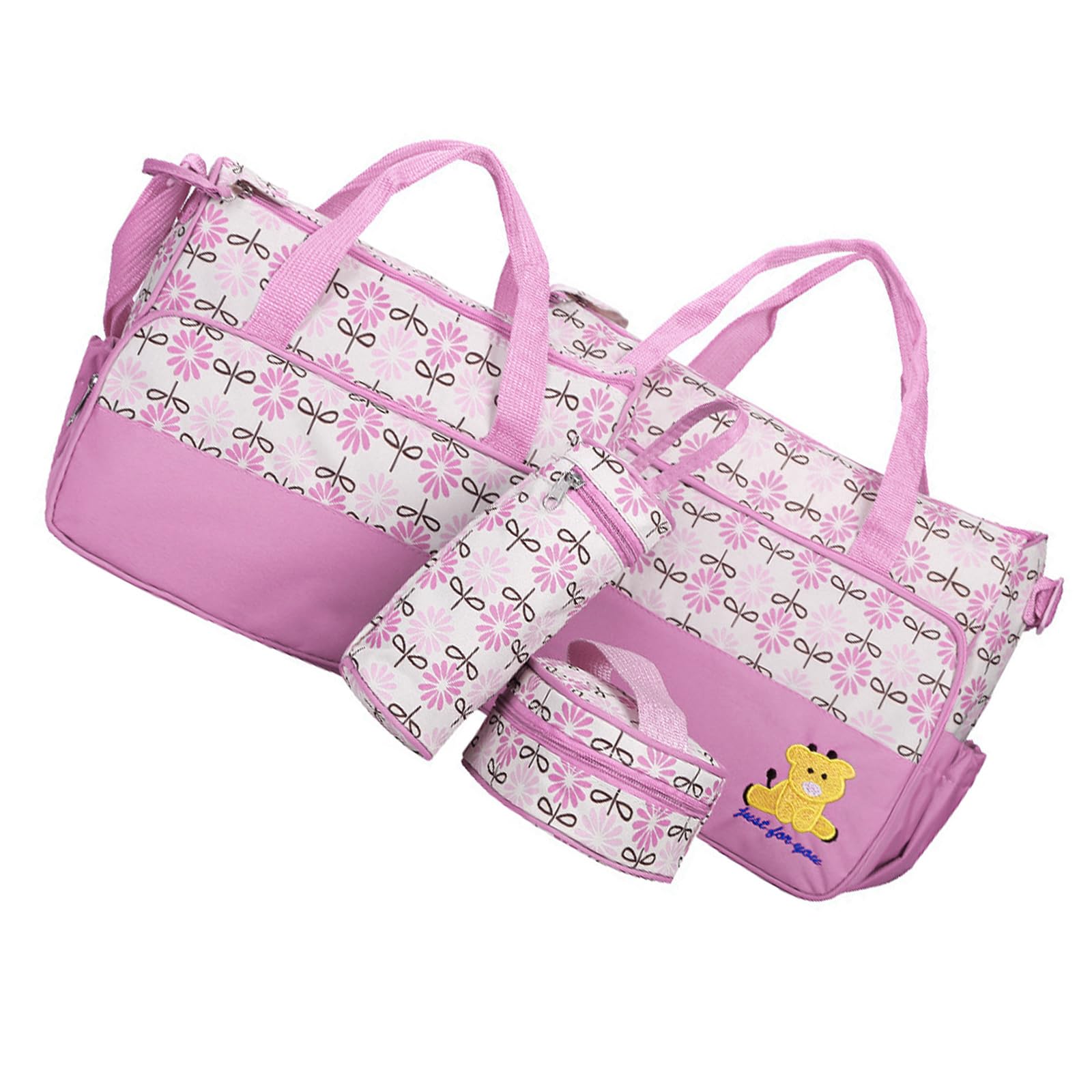 Set di 5 borse fasciatoio per lo shopping quotidiano, design spazioso, contenitore per pannolini per bambini, portatile, per consegne in ospedale, viaggi, viaggi