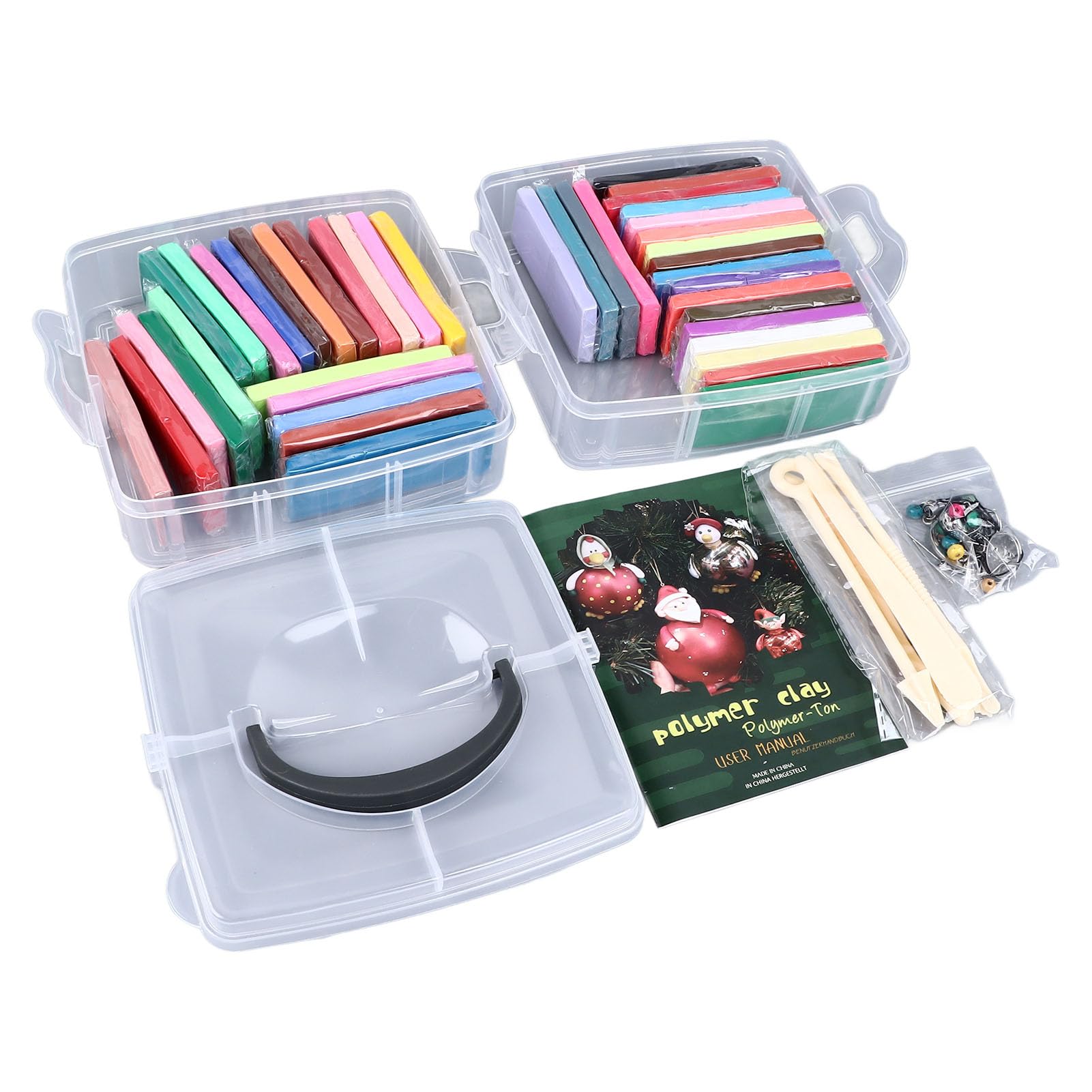 Kit de arcilla polimérica de 42 colores, set de arcilla para modelar para niños con 5 espátulas, arcilla artesanal que se seca al aire sin necesidad de horneado, ideal para la