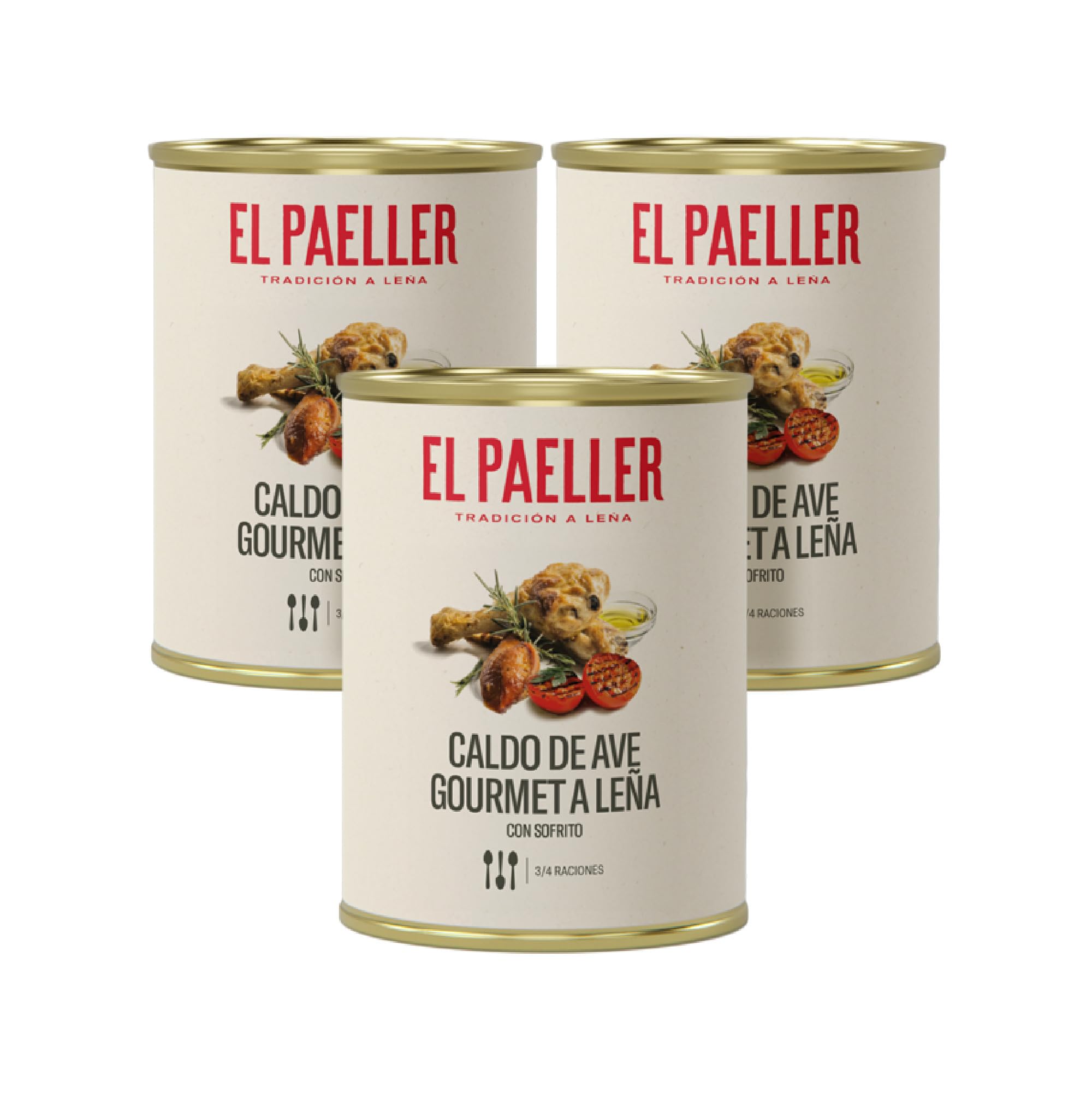 EL PAELLER - Bouillon de Poulet | Cuisiné avec des ingrédients 100% naturels | Parfait pour les paellas, le riz et les ragoûts | Lot de 3 pièces, 3 litres | Sans conservateurs