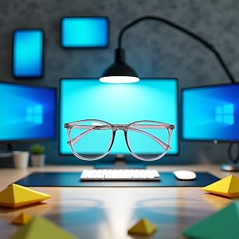 GANPUB Grey Blue Light Blocking Glasses, Computer Reading/Gaming/TV/Phones Glasses for Women Men, Anti Eyestrain and UV Glare,Vision Care