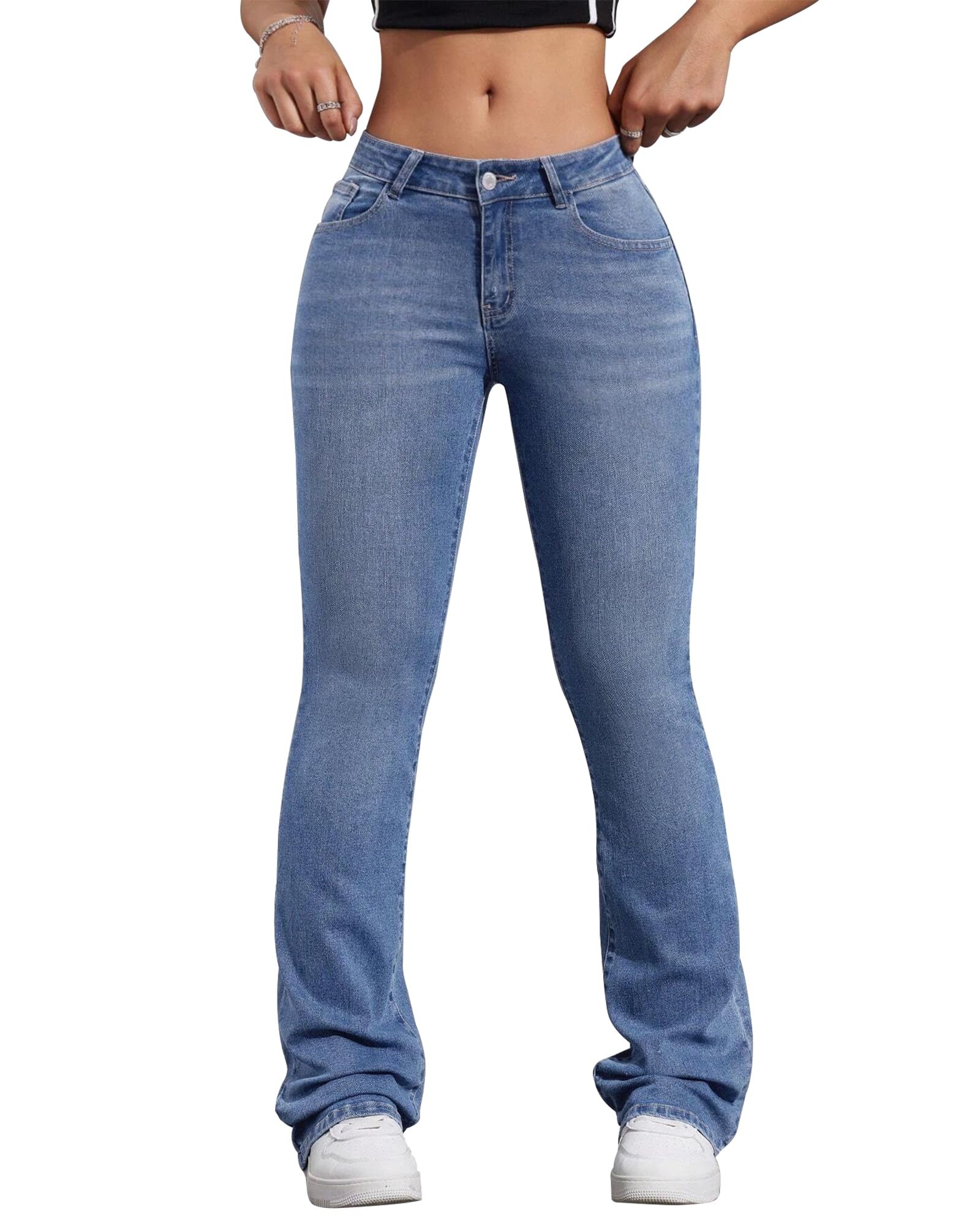 Womens Low Waisted Flared Jeans