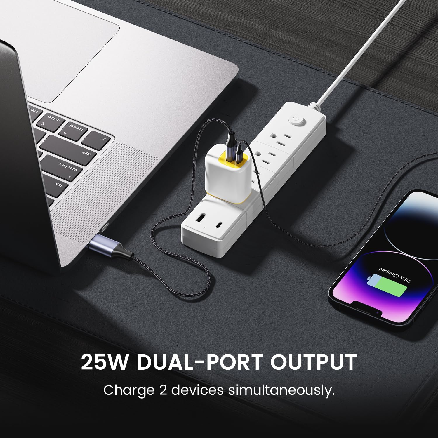 DeperAI 25W 2-in-1 Fast Charger[MFi-Certified], Compatible with iPhone, Samsung, Oppo, Vivo, iPad, and Others, Wall Adapter GaN III PD3.0 Charger, Supports UFCS(Yellow) — Amazon image 4