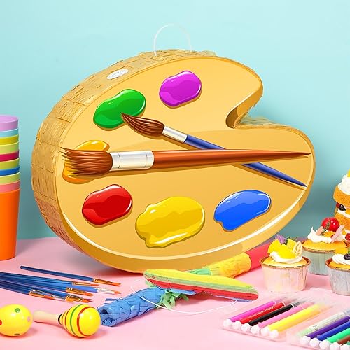 Miniatura 3 de Aoriher Paleta de arte de piñata para fiesta de cumpleaños con palito de piñata, confeti, vendas para niños, niñas, niños, adultos, artistas,