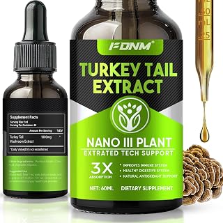 Turkey Tail Mushroom Extract, 2 Fl Oz Mushrooms Supplement, Organic Immune & Digestive Support Supplement, Turkey Tail Drop for Gut Support, Fast-Absorbing, Alcohol-Free, Vegan & Sugar