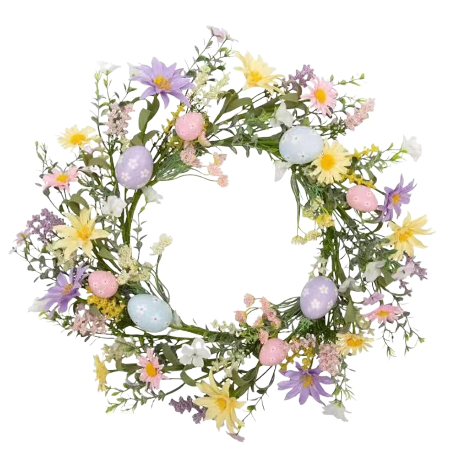 Couronne de porte marguerite en fleurs artificielles colorées décoration Pâques