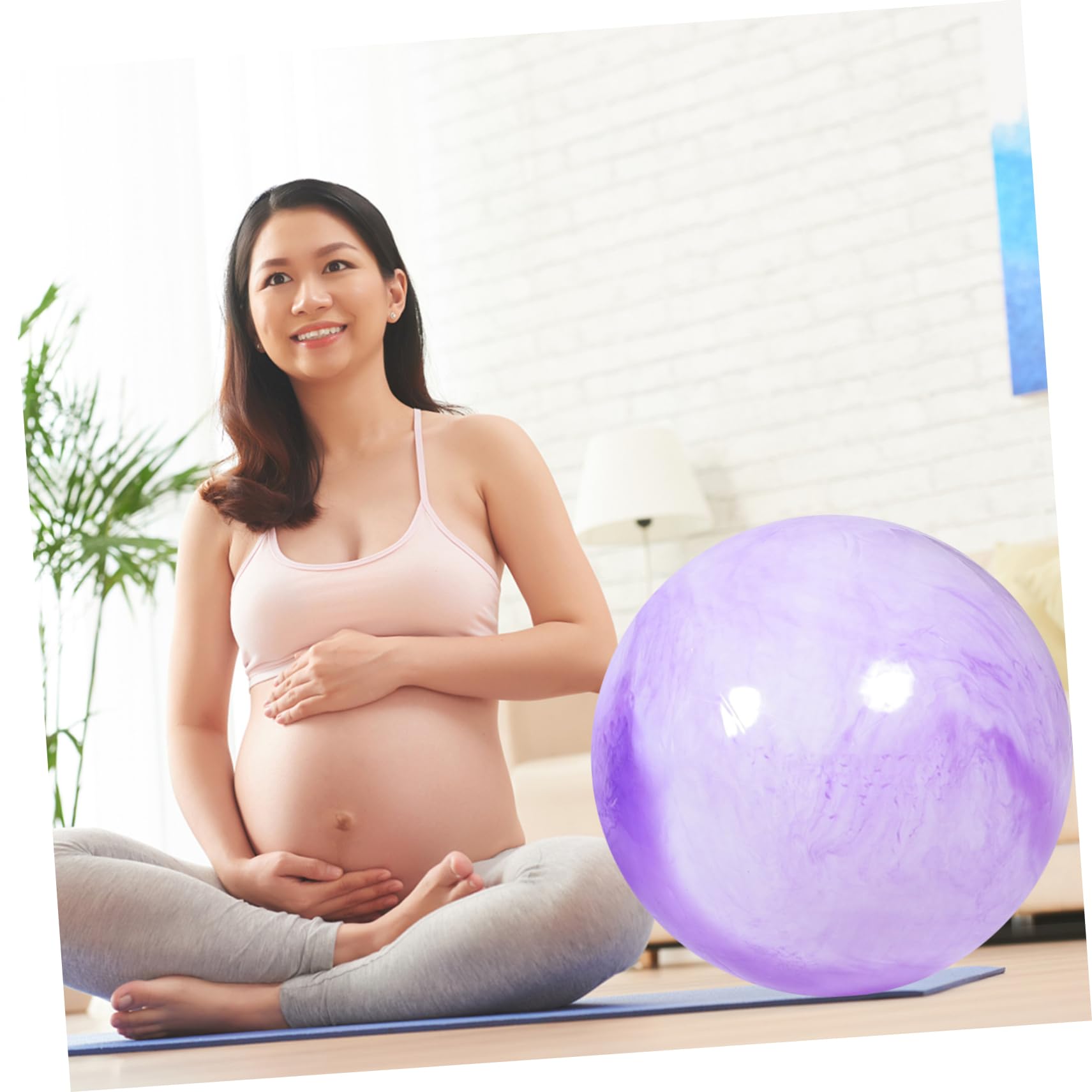 YARNOW Pelota de Ejercicio Marmolada de PVC 65cm, 2 Juegos | Inflable de Superficie Lisa, Apta para Yoga y Embarazo, Ligera, Diseño Duradero y Humanizado