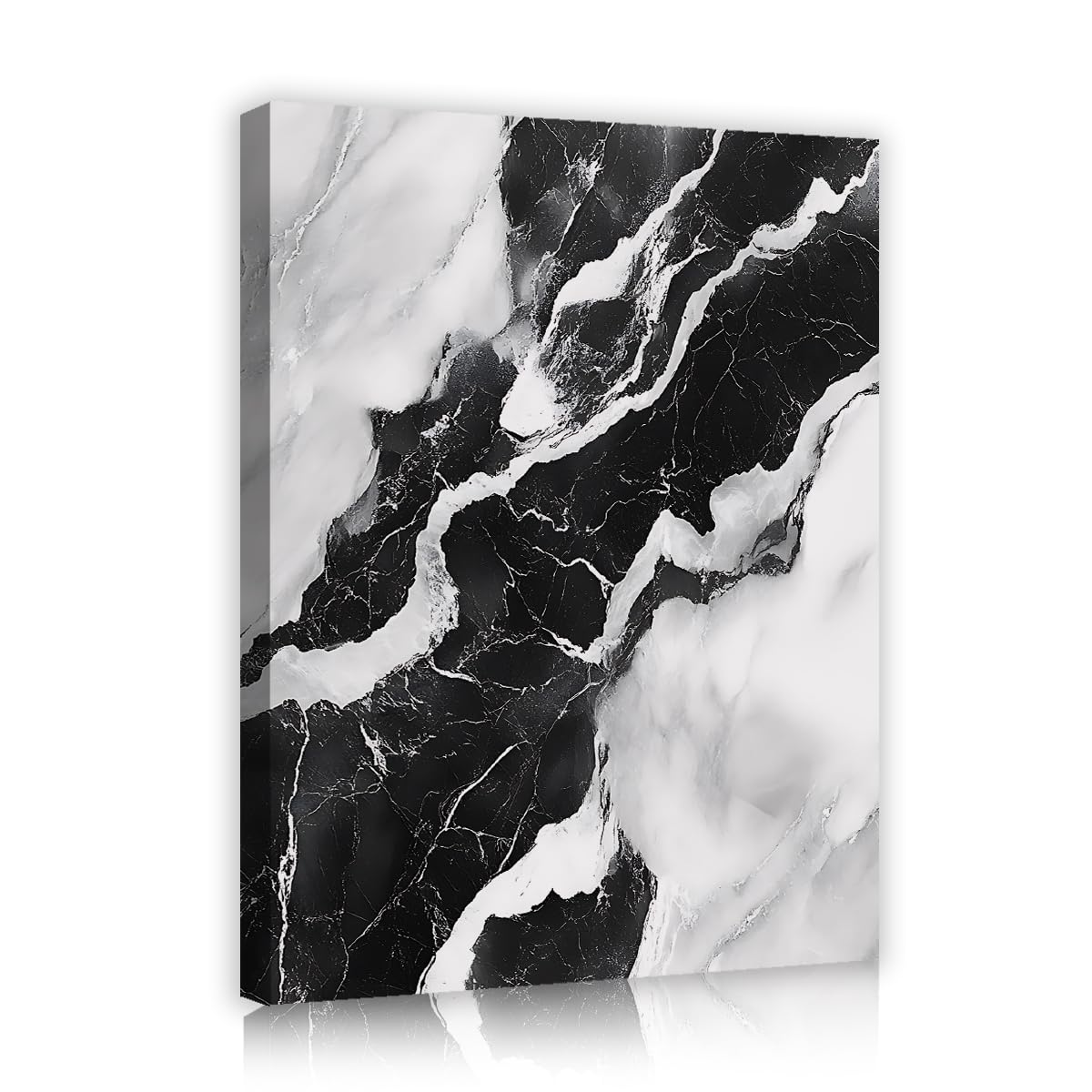 TOANGWALL Black White Canvas Wall Art Fluid Marble Texture Liquid Veins Abstract Minimalist Nordic Poster Picture Artwork for Living Room Dining Lounge Decor 90x110cm
