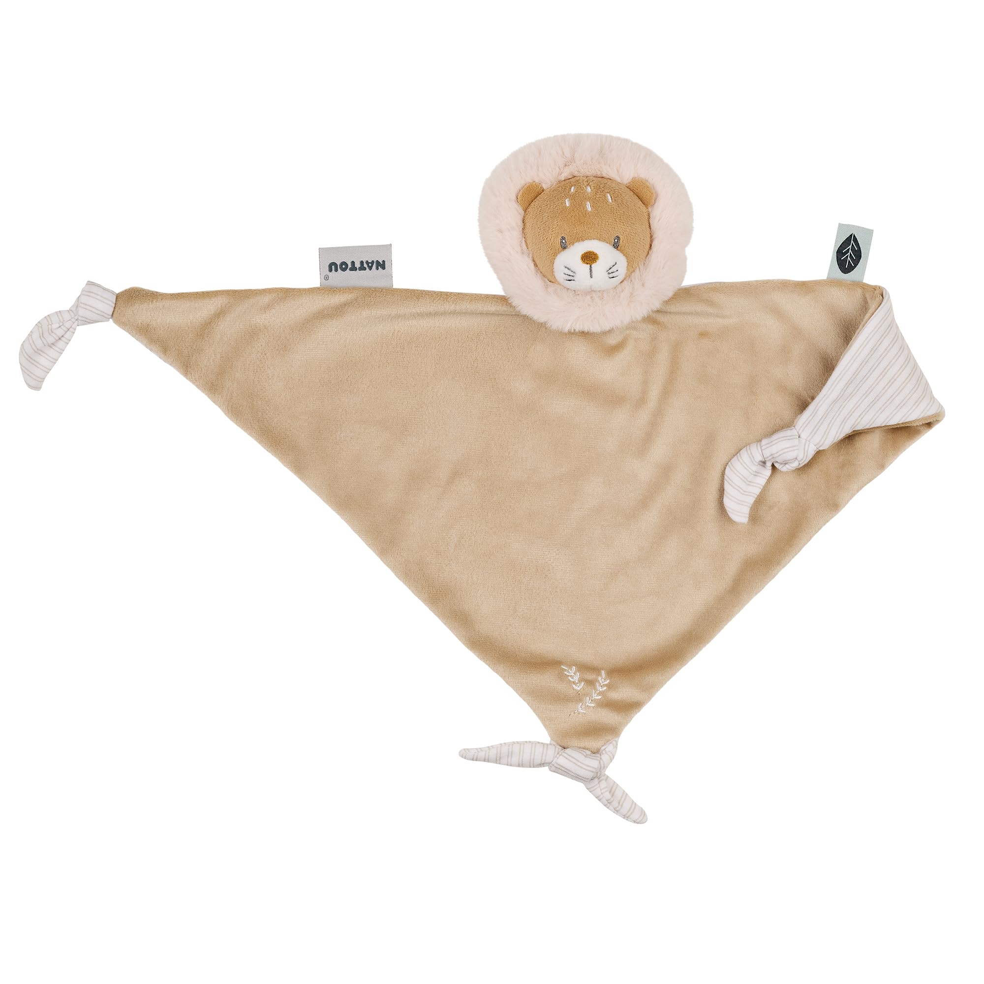 Nattou Large Comforter Blanket Made of Polyester, Lion, Companion from Birth, Approx. 62 cm, Flo, Oli & Ernest, Ernest Brown