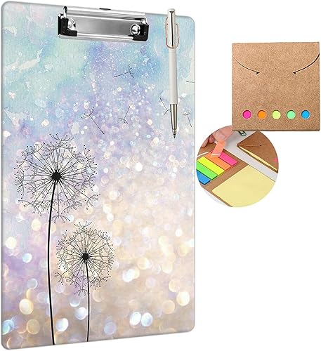 Miniatura 1 de Portapapeles de plástico con soporte para bolígrafo, portapapeles tamaño carta A4 con clip de perfil bajo y lazo para colgar, lindo portapapeles