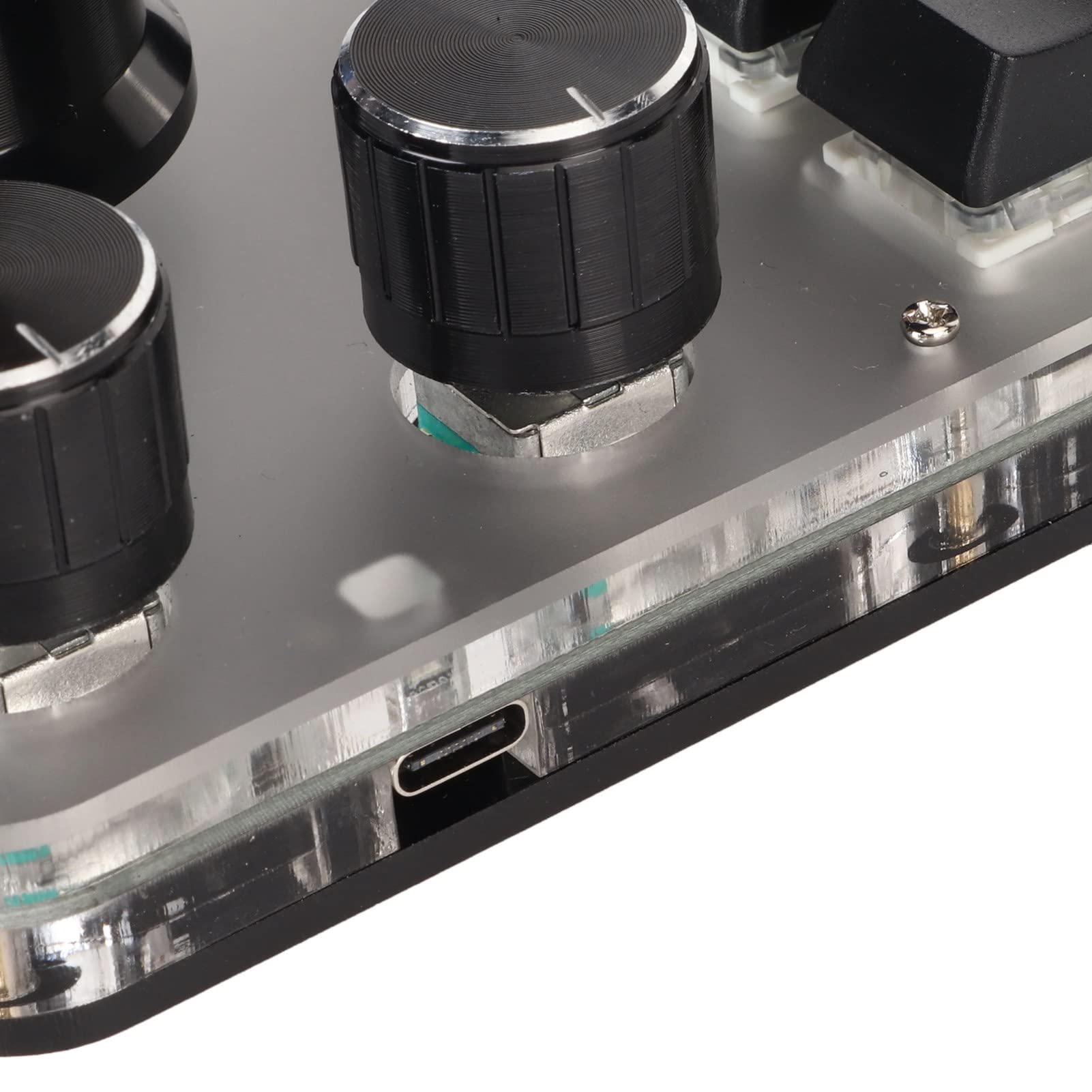USB Tastatur, Programmierbare Mechanische Tastatur mit 15 Tasten und 3 Knöpfen, 3 Verbindungsmodi Type C Kabelgebunden Bluetooth 2.4G Kabellos, for Büro Gaming Medien